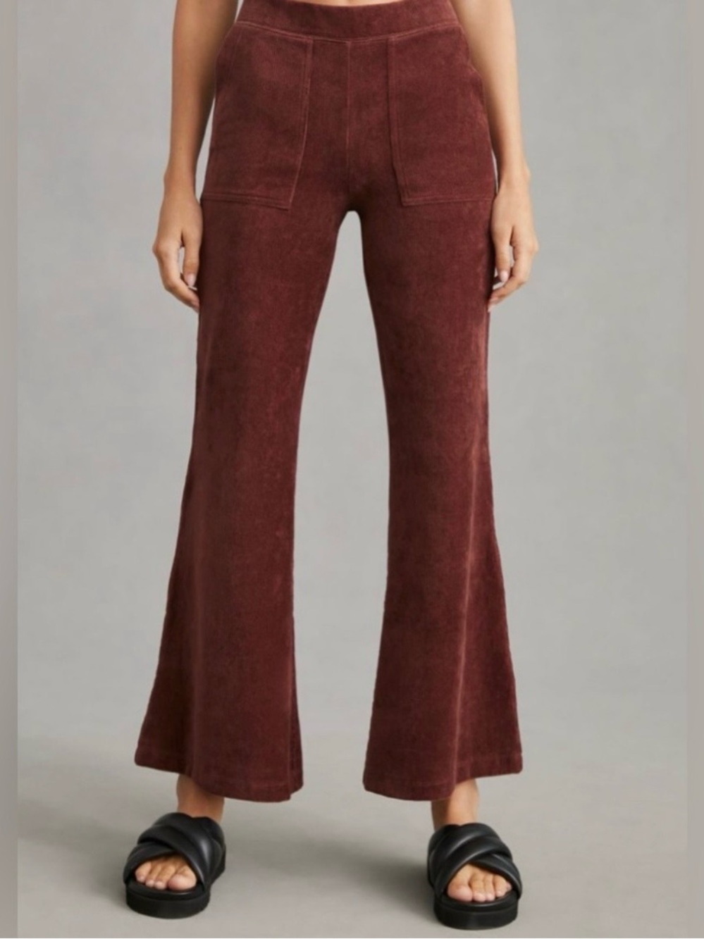 Daily Practice by Anthropologie Velour Corduroy Flare Pants Size M